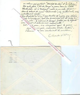 Carte autographe signée de Charles VILDRAC, Poète français, un des écrivains de théâtre les plus importants des années 20, fonda avec Georges ...