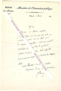 Lettre autographe signée de Abel-François VILLEMAIN, Homme politique, critique littéraire, Secrétaire Perpétuel de l'Académie Française.