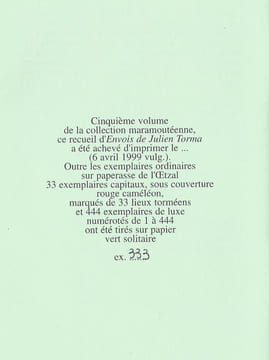 Envois de Julien Torma à plusieurs.. [Collège de 'Pataphysique] - TORMA (Julien).