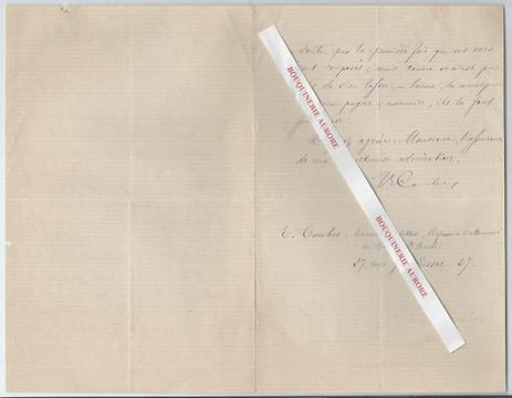 Lettre autographe signée de E. Combes, Professeur d'allemand à Emile Augier.. --Gonflé !-- [A Emile Augier] - E. Combes, " Licencié ès-Lettres, ...