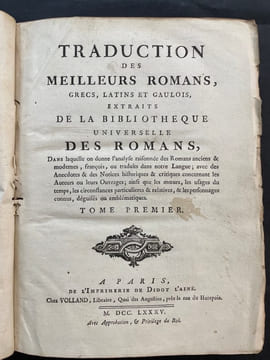 Traduction des meilleurs romans grecs, latins et gaulois, extraits de la Bibliothèque Universelle des Romans dans laquelle on donne lanalyse raisonnée ...
