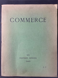 Commerce cahier XIX. Printemps 1929