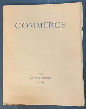 Commerce cahier XXV. Automne 1930. [Commerce cahiers trimestriels publiés par les soins de Paul Valéry, Léon-Paul Fargue, Valery Larbaud] ; Gide André ...