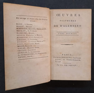 Oeuvres posthumes de d'Alembert...  [2 volumes]