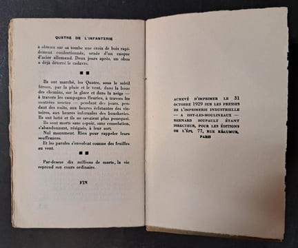 Quatre de l'infanterie. Front Ouest, 1918. / Traduction française de Emile Storz et Victor Meric. Johannsen, Ernst