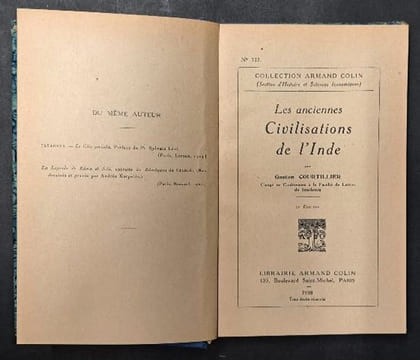 Les anciennes civilisations de l’Inde. 2e édition. COURTILLIER, Gaston