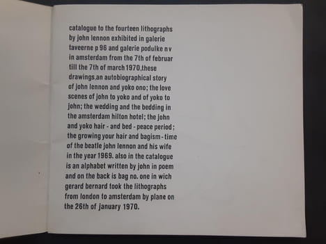 [John Lennon] Catalogue to the fourteen lithographs by John Lennon exhibited in Galerie Taveerne P 96 and Galerie Podulke n.v. in Amsterdam from the ...