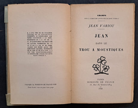 Jean dans le trou à moustiques. VARIOT, Jean