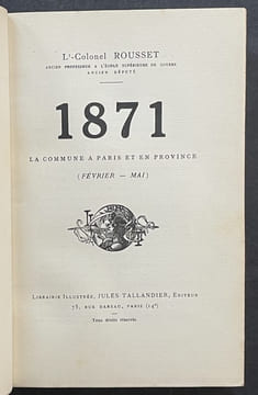 1871. La Commune à Paris et en Province (février-mai). ROUSSET, Léonce