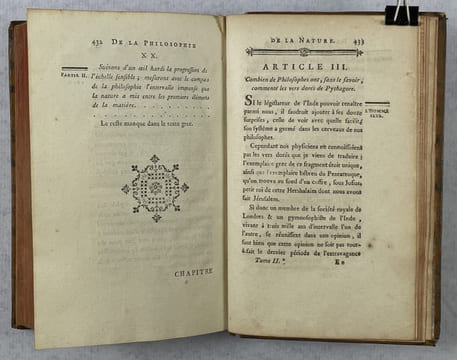 De la philosophie de la nature, ou Traité de morale pour l'espèce humaine tiré de la philosophie et fondé sur la nature [5 volumes sur 6. Manque vol. ...
