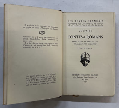 Contes et romans. Texte établi et présenté par Philippe Van Tieghem [4 volumes]. VOLTAIRE