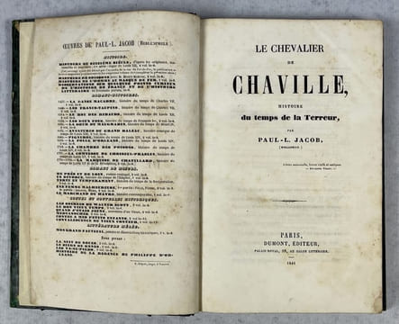 Le Chevalier de Chaville : histoire du temps de la Terreur. JACOB, Paul-L. (bibliophile) pseudonyme de Lacroix, Paul