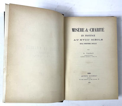 Misère et charité en Provence au XVIIIe siècle, essai d'histoire sociale. VALRAN, Gaston
