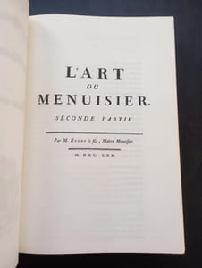 L'art du menuisier - Première partie et deuxième partie
