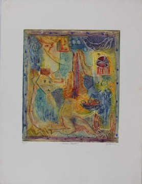 Concert - Dessert. Gravure au carborundum signée, justifiée 15/50. OSANNE 
