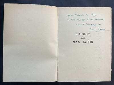 Dialogues avec Max Jacob. Avec deux photographies et deux dessins inédits de Max Jacob