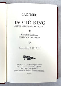 Tao Tö King : Le Livre de la voie et la vertu. Nouvelle traduction de Conradin von Lauer. Compositions de Yin-Gho
