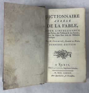 Dictionnaire abrégé de la fable, pour l'intelligence des poëtes, des tableaux et des statues dont les sujets sont tirés de l'histoire poétique...
