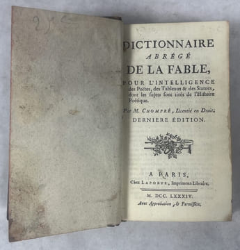 Dictionnaire abrégé de la fable, pour l'intelligence des poëtes, des tableaux et des statues dont les sujets sont tirés de l'histoire poétique.... ...
