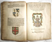 Catalogue des prevosts de Paris depuis le Roy Sainct Loys, jusques à très-puissant, très-magnifique & très-victorieux Roy de France & de Pologne Henry III - Catalogue des très-illustres admiraux de France, depuis le Roy Clotaire II, du nom, jusques au... Roy de France et de Navarre Henry IIII (M. D. IIC) - Catalogue des noms, surnoms, faicts et vies des mareschaulx de France, avec la figure et blason de leurs armoiries - Catatalogue des très illustres chanceliers de France, depuis le Roy Clotaire II, du nom,.jusques au... Henry III - Catalogue des très illustres grands maistres de France depuis le Roy Clotaire II, du nom,.. Henry III - ... Connestables de France [6 ouvrages en 1 volume] par [Héraldisme] - Image 9