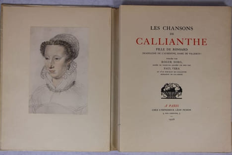 Les Chansons de Callianthe fille de Ronsard... publié par Roger Sorg, orné de vignettes gravées sur bois par Paul Véra .... Véra (Paul) - Calliante ...