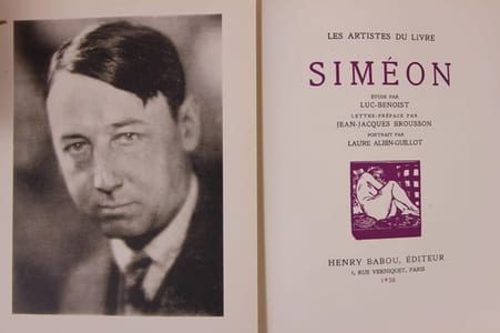 Siméon. Etude par Luc-Benoist. Lettre préface de Jean-Jacques Brousson. Portrait par Laure Albin-Guillot