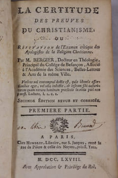 La certitude des preuves du christianisme ou réfutation de l’Examen critique des Apologistes de la Religion Chrétienne [à la suite] Réponse aux ...