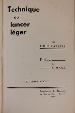 Technique du lancer léger. Carrère (Louis)