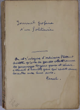 Journal profane d’un solitaire. Fraigneau (André)