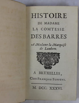 Histoire de Madame la comtesse Des Barres, à madame la marquise de Lambert.. CHOISY François-Timoléon, Abbé de