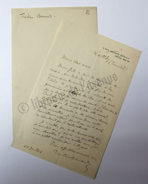 Lettre autographe signée. BERNARD Tristan