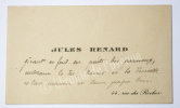 Carte autographe signée [à Tristan Bernard], sd. . RENARD Jules