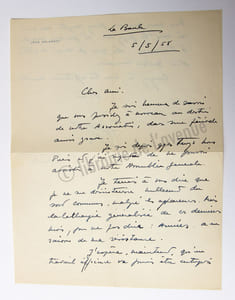 Lettre autographe signée à Raymond Bernard. La Baule, 5 mai 1958.