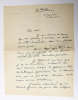 Lettre autographe signée à Raymond Bernard. La Baule, 5 mai 1958.. DELANNOY Jean 