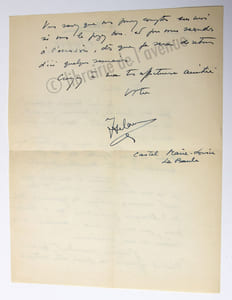 Lettre autographe signée à Raymond Bernard. La Baule, 5 mai 1958.