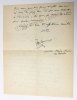 Lettre autographe signée à Raymond Bernard. La Baule, 5 mai 1958.. DELANNOY Jean
