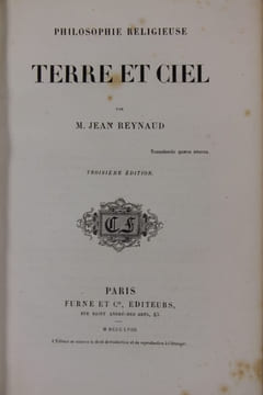 Terre et Ciel. Philosophie religieuse.. Philosophie religieuse. REYNAUD (Jean)