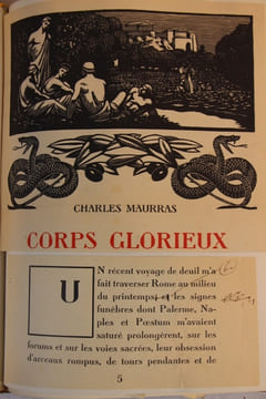 Corps glorieux ou vertu de la perfection. Ornements gravés sur bois par Carlègle [reliées à la suite : épreuves corrigées et correspondance ...