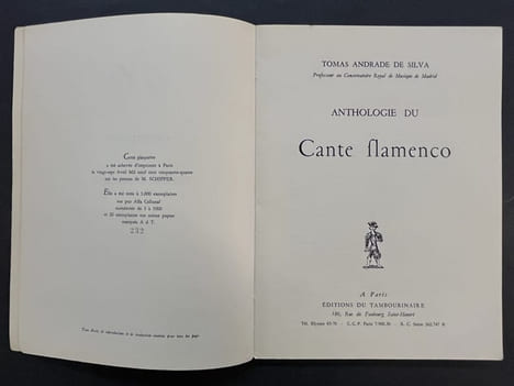 Anthologie du Cante Flamenco. Couverture et illustrations dans le texte de Roger Wild. ANDRADE DE SILVA, Tomas