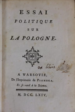 Essai politique sur la Pologne. [Pologne - CASTERA (Louis-Adrien du Perron de)]