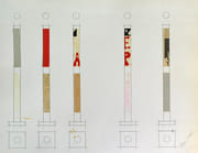 Colonne-journal, composition au crayon et au collage. par ENU (Henri-Jean).