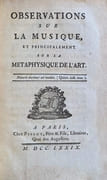 Observations sur la musique et principalement sur la métaphysique de l’art.  par CHABANON (Michel Paul Guy de).  - Image 2