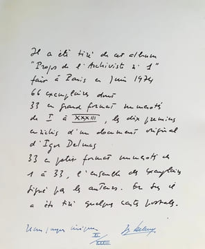 Propos de l’archiviste n°1. . DELMAS (Igor), LÉVÈQUE (Jean-Jacques). 