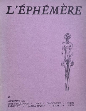 L’Éphémère, collection complète. . COLLECTIF, DUPIN (Jacques).