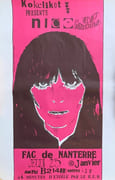 Kokelikot présente Nico, ex Velvet Underground. Fac de Nanterre, jeudi 25 janvier, amphi B214. Entrée 4 f, à 4 minutes d’Étoile par le R. E. R.  par KUIPERS (Tonny). NICO.