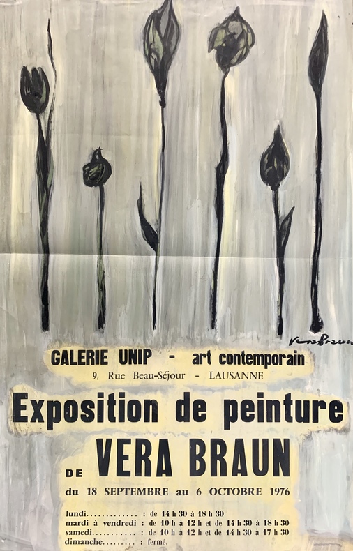 (Affiche peinte) Exposition de peinture, Galerie UNIP, Lausanne.. BRAUN (Vera).