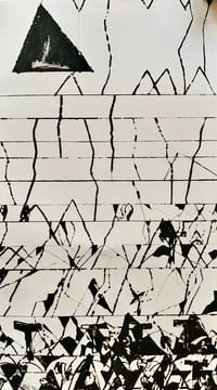 Composition géométrique en noir et blanc.