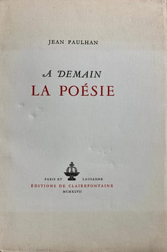 A demain la poésie.. PAULHAN (Jean).