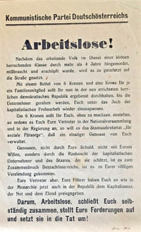 Arbeitslose !, Tract imprimé.