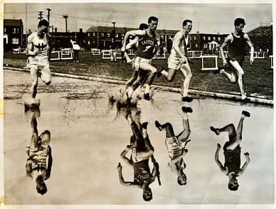 Entraînement. Étudiants américains au Relais interuniversitaire d’Alexandrie, Virginie (vers 1960).